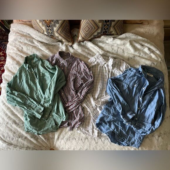 Bundle of four button up work business casual shirts jcrew express vintage m - Picture 1 of 10